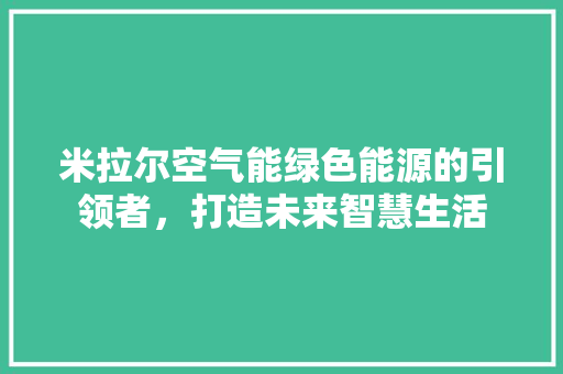 米拉尔空气能绿色能源的引领者，打造未来智慧生活 空调