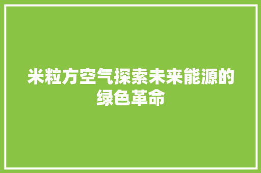 米粒方空气探索未来能源的绿色革命 冰箱