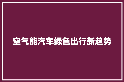 空气能汽车绿色出行新趋势 水电维修