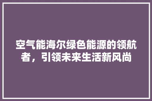 空气能海尔绿色能源的领航者，引领未来生活新风尚 旧房改造