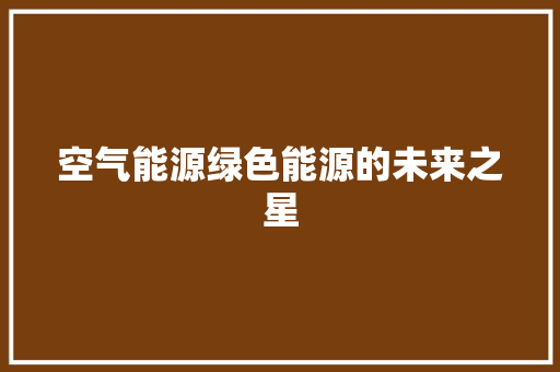 空气能源绿色能源的未来之星 水电维修