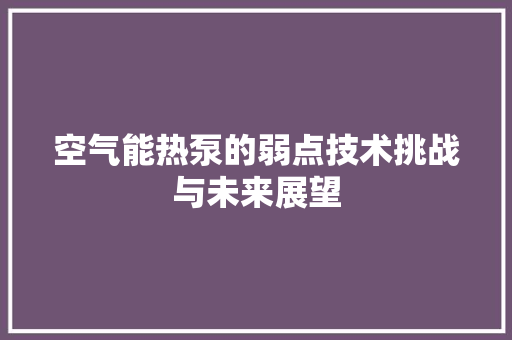 空气能热泵的弱点技术挑战与未来展望 家居维修