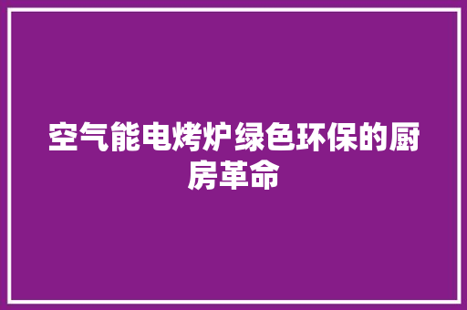 空气能电烤炉绿色环保的厨房革命 水电维修