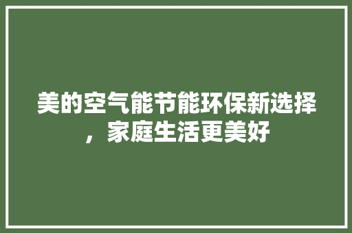 美的空气能节能环保新选择，家庭生活更美好 清洁保养