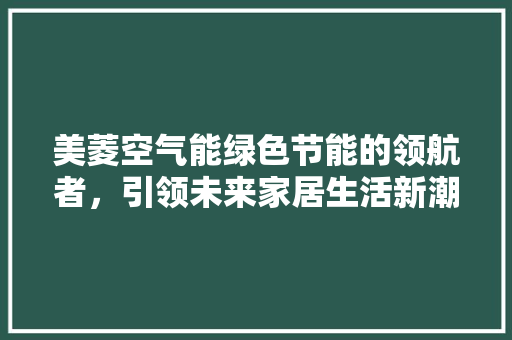 美菱空气能绿色节能的领航者，引领未来家居生活新潮流 热水器