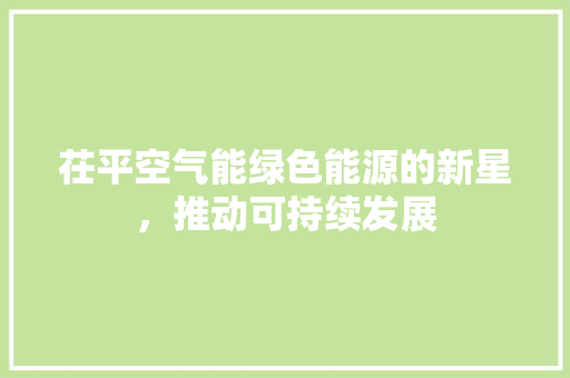 茌平空气能绿色能源的新星，推动可持续发展 热水器