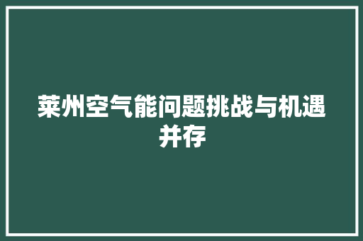 莱州空气能问题挑战与机遇并存 翻新改色