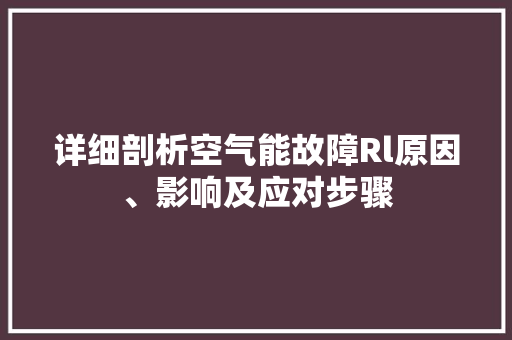 详细剖析空气能故障Rl原因、影响及应对步骤 家电维护