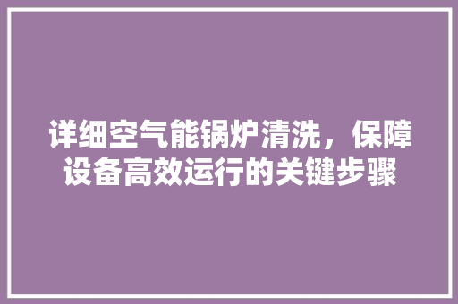 详细空气能锅炉清洗，保障设备高效运行的关键步骤 局部翻新
