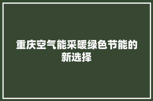 重庆空气能采暖绿色节能的新选择 空调