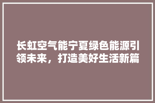 长虹空气能宁夏绿色能源引领未来，打造美好生活新篇章 洗衣机
