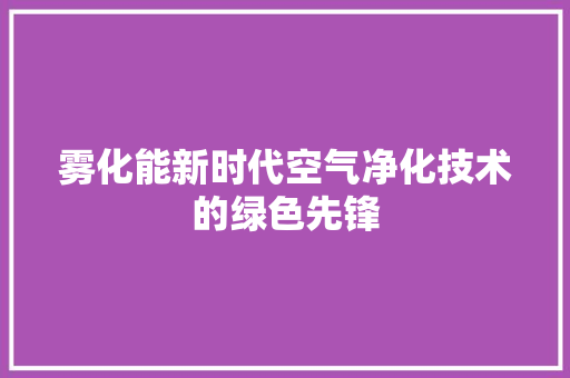 雾化能新时代空气净化技术的绿色先锋 旧房改造