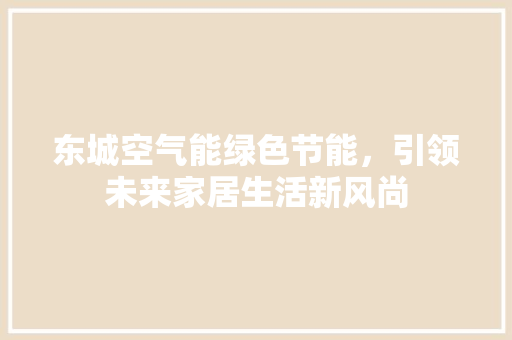 东城空气能绿色节能，引领未来家居生活新风尚 空调