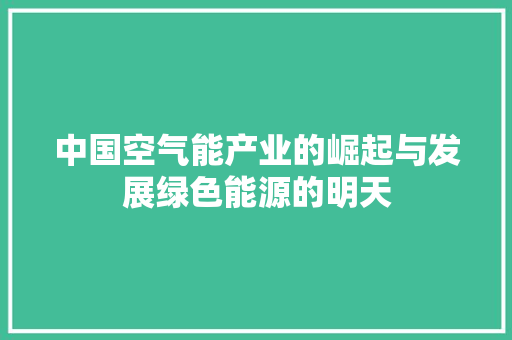 中国空气能产业的崛起与发展绿色能源的明天 洁具维修