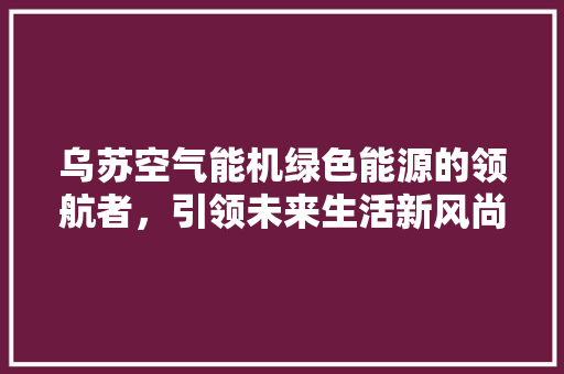 乌苏空气能机绿色能源的领航者，引领未来生活新风尚 装修设计