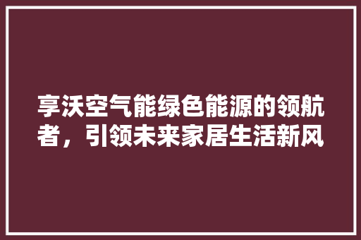 享沃空气能绿色能源的领航者，引领未来家居生活新风尚 热水器