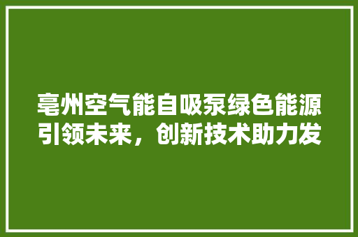 亳州空气能自吸泵绿色能源引领未来，创新技术助力发展 洁具维修
