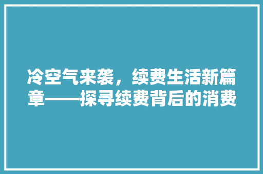 冷空气来袭，续费生活新篇章——探寻续费背后的消费智慧 洗衣机