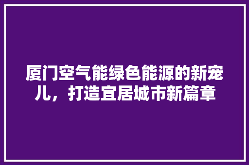 厦门空气能绿色能源的新宠儿，打造宜居城市新篇章 空调
