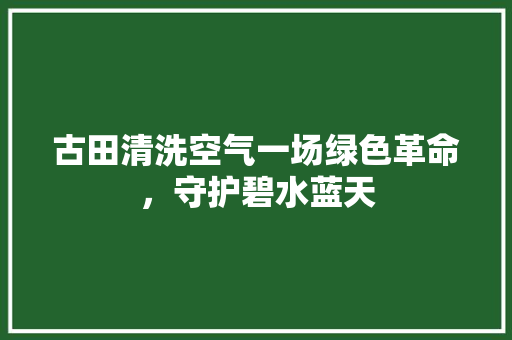 古田清洗空气一场绿色革命，守护碧水蓝天 旧房改造