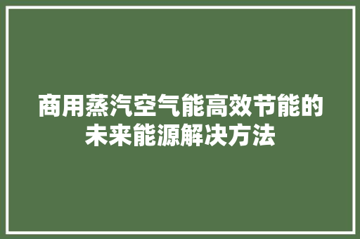 商用蒸汽空气能高效节能的未来能源解决方法 家具修理