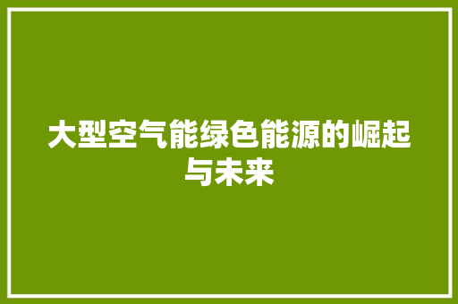 大型空气能绿色能源的崛起与未来 局部翻新