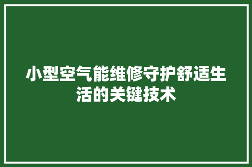 小型空气能维修守护舒适生活的关键技术 清洁保养