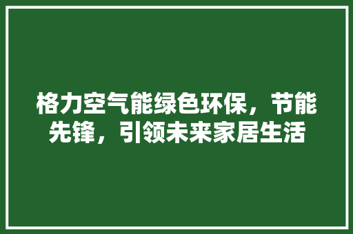 格力空气能绿色环保，节能先锋，引领未来家居生活 洁具维修