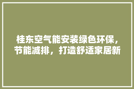 桂东空气能安装绿色环保，节能减排，打造舒适家居新风尚 水电维修