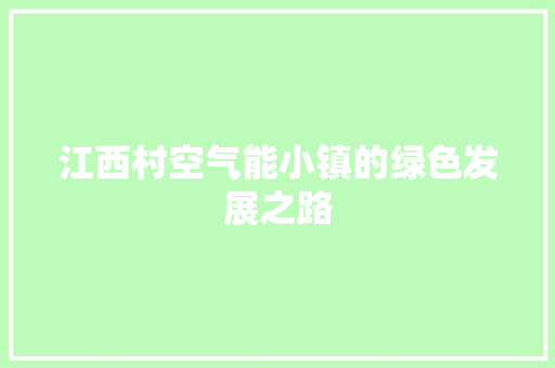 江西村空气能小镇的绿色发展之路 洁具维修