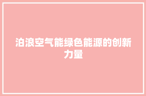 泊浪空气能绿色能源的创新力量 洗衣机
