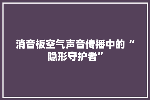 消音板空气声音传播中的“隐形守护者” 灯具安装
