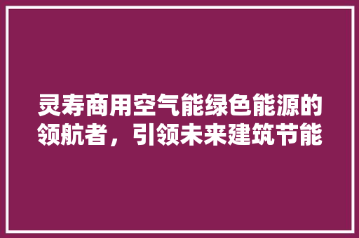 灵寿商用空气能绿色能源的领航者，引领未来建筑节能新潮流 清洁保养