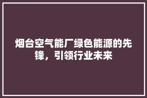 烟台空气能厂绿色能源的先锋，引领行业未来 翻新改色