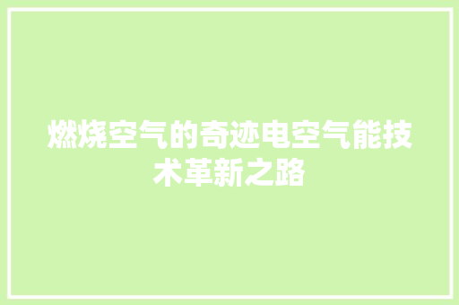 燃烧空气的奇迹电空气能技术革新之路 贴膜