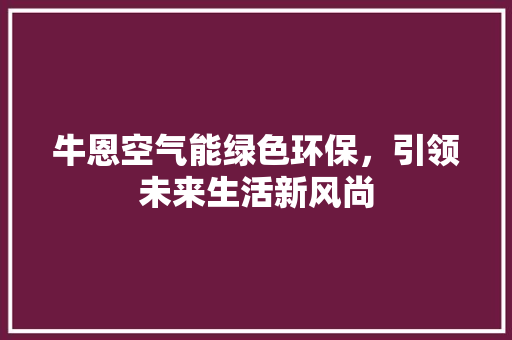 牛恩空气能绿色环保，引领未来生活新风尚 家电维护