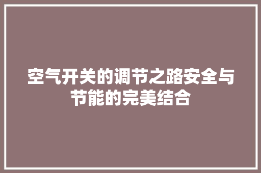 空气开关的调节之路安全与节能的完美结合 装修设计
