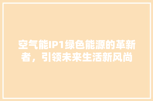 空气能IP1绿色能源的革新者，引领未来生活新风尚 局部翻新