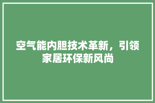 空气能内胆技术革新，引领家居环保新风尚 灯具安装