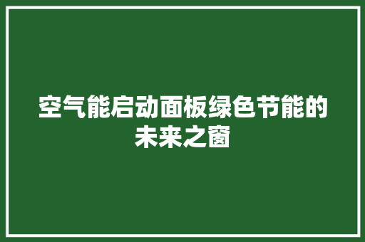 空气能启动面板绿色节能的未来之窗 水电维修