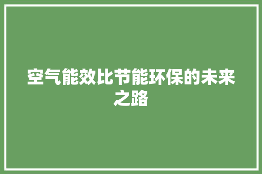 空气能效比节能环保的未来之路 热水器
