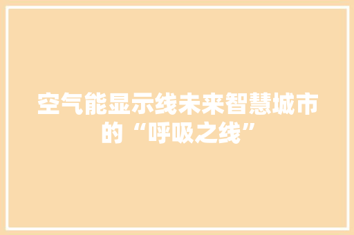 空气能显示线未来智慧城市的“呼吸之线” 洁具维修