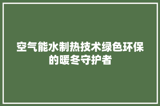 空气能水制热技术绿色环保的暖冬守护者 水电维修