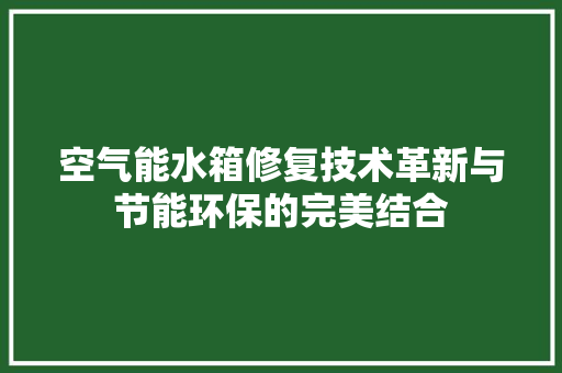 空气能水箱修复技术革新与节能环保的完美结合 灯具安装