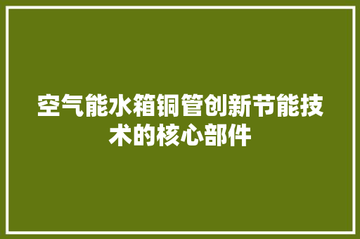 空气能水箱铜管创新节能技术的核心部件 装修设计