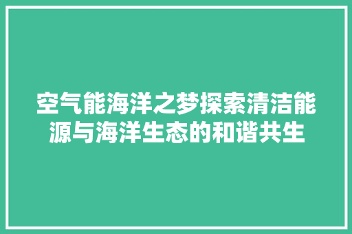 空气能海洋之梦探索清洁能源与海洋生态的和谐共生 空调