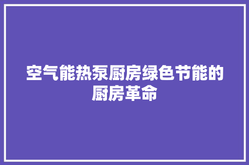 空气能热泵厨房绿色节能的厨房革命 家具修理