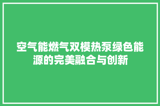 空气能燃气双模热泵绿色能源的完美融合与创新 清洁保养