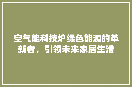 空气能科技炉绿色能源的革新者，引领未来家居生活 龙头管件