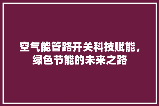 空气能管路开关科技赋能，绿色节能的未来之路 清洁保养